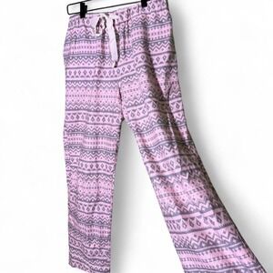 Lands End size S pink and grey pajama pants with white tie at the waist